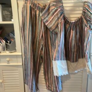 Joy Spun Gauze striped Pants & top set